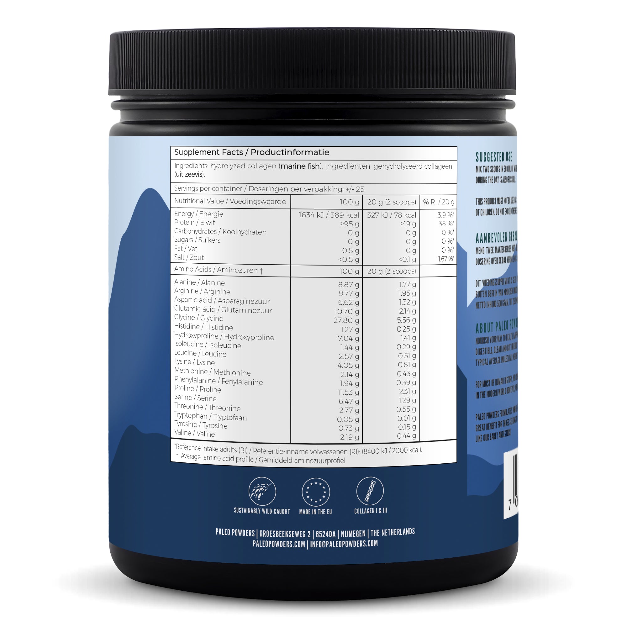 Collageen Hydrolysaat - Wild Gevangen Vis - 500 gram - Paleo Powders