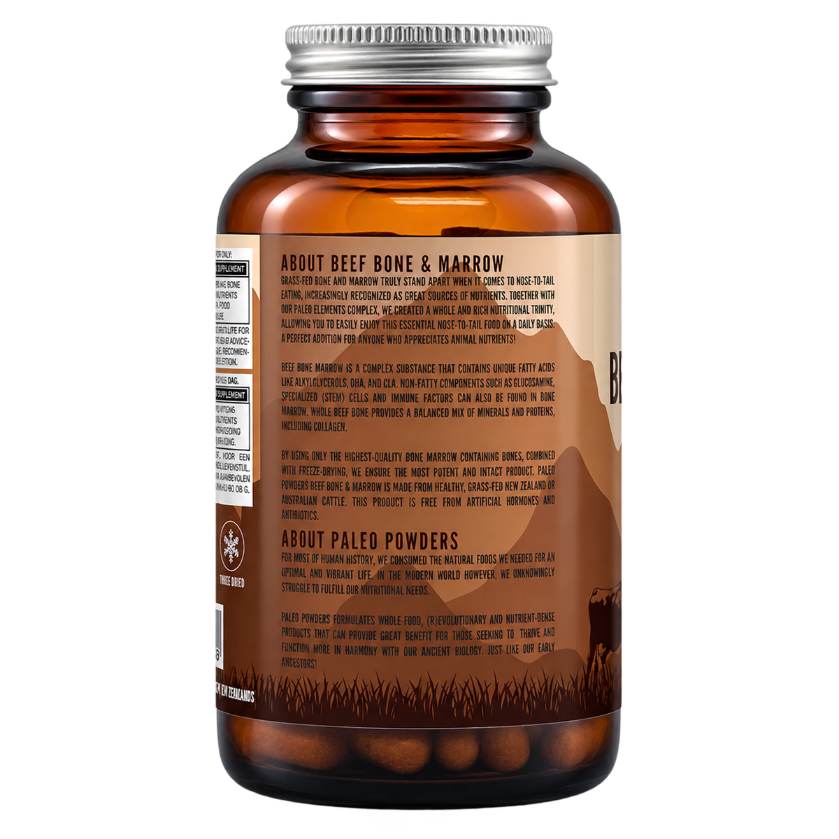 Runder Beenmerg - Grasgevoerd - 180 capsules - Paleo Powders - zijaanzicht