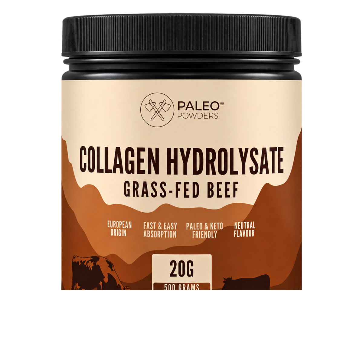 Collageen Hydrolysaat - Grasgevoerde runderen - 500 gram - Paleo Powders - voorkant
