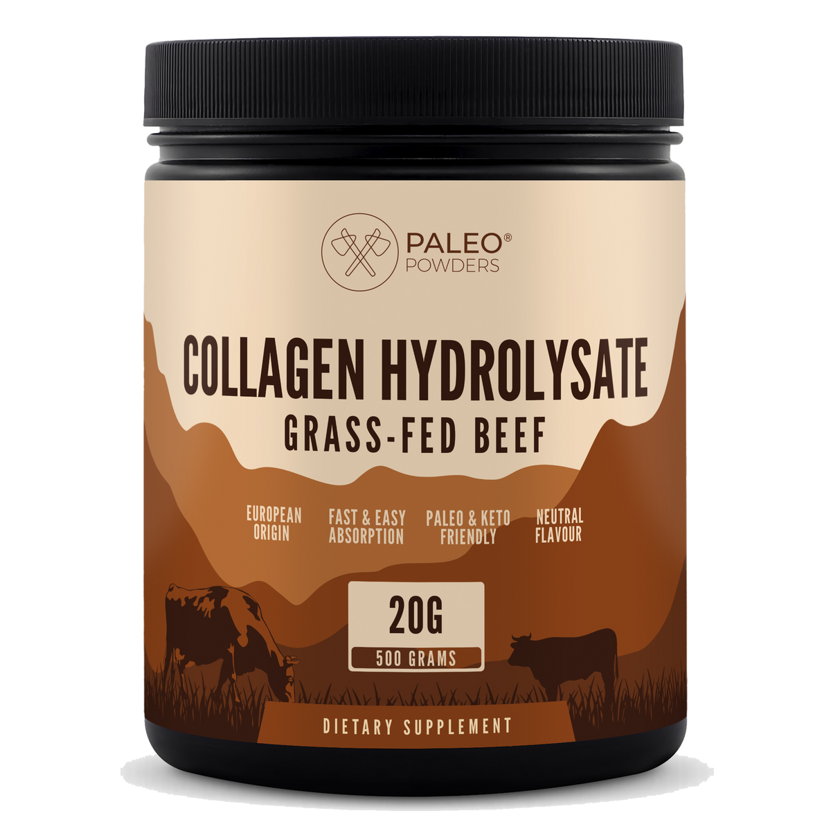 Collageen Hydrolysaat - Grasgevoerde runderen - 500 gram - Paleo Powders - voorkant