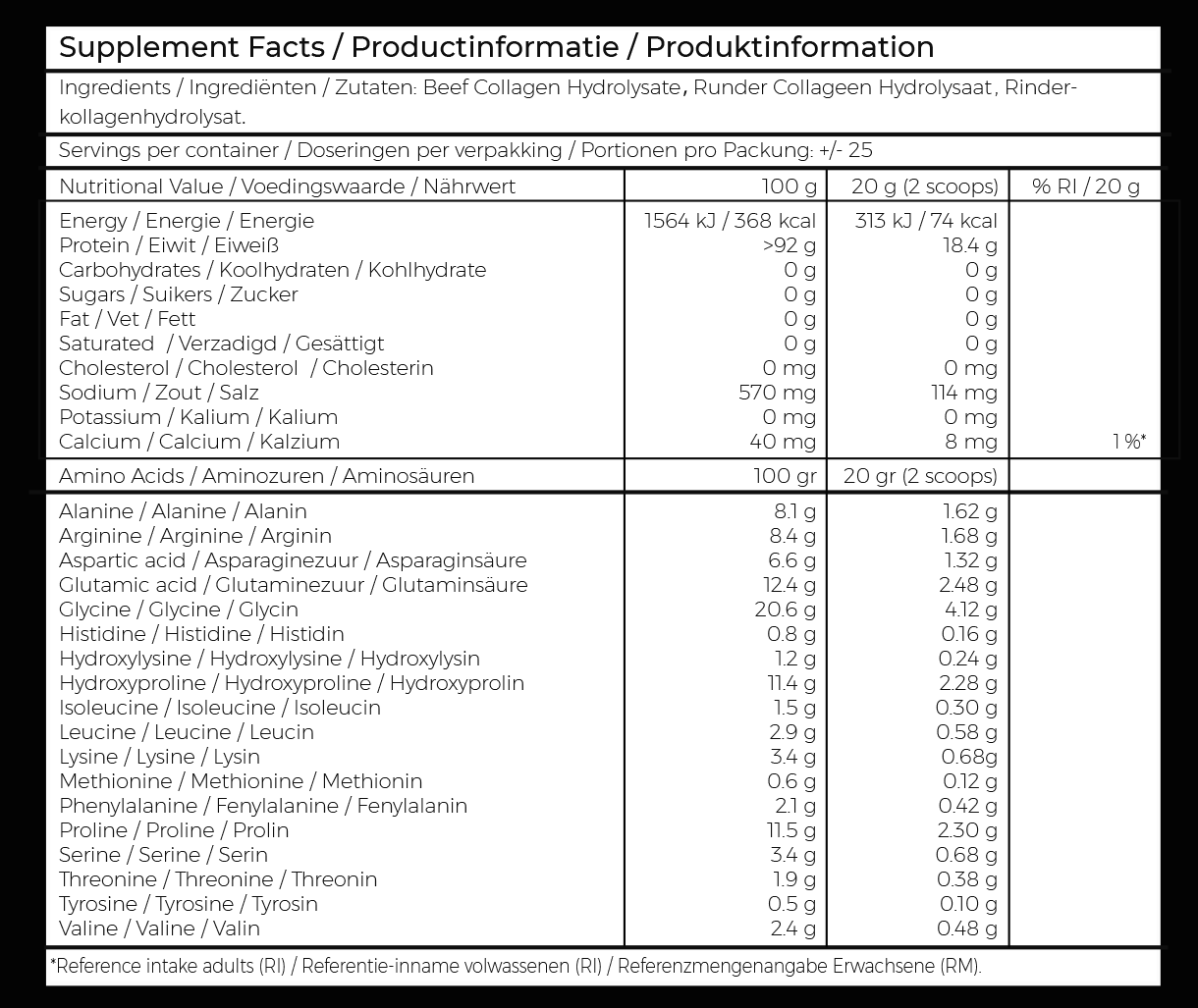 Collageen Hydrolysaat - Grasgevoerde Runderen - 500 gram - Paleo Powders