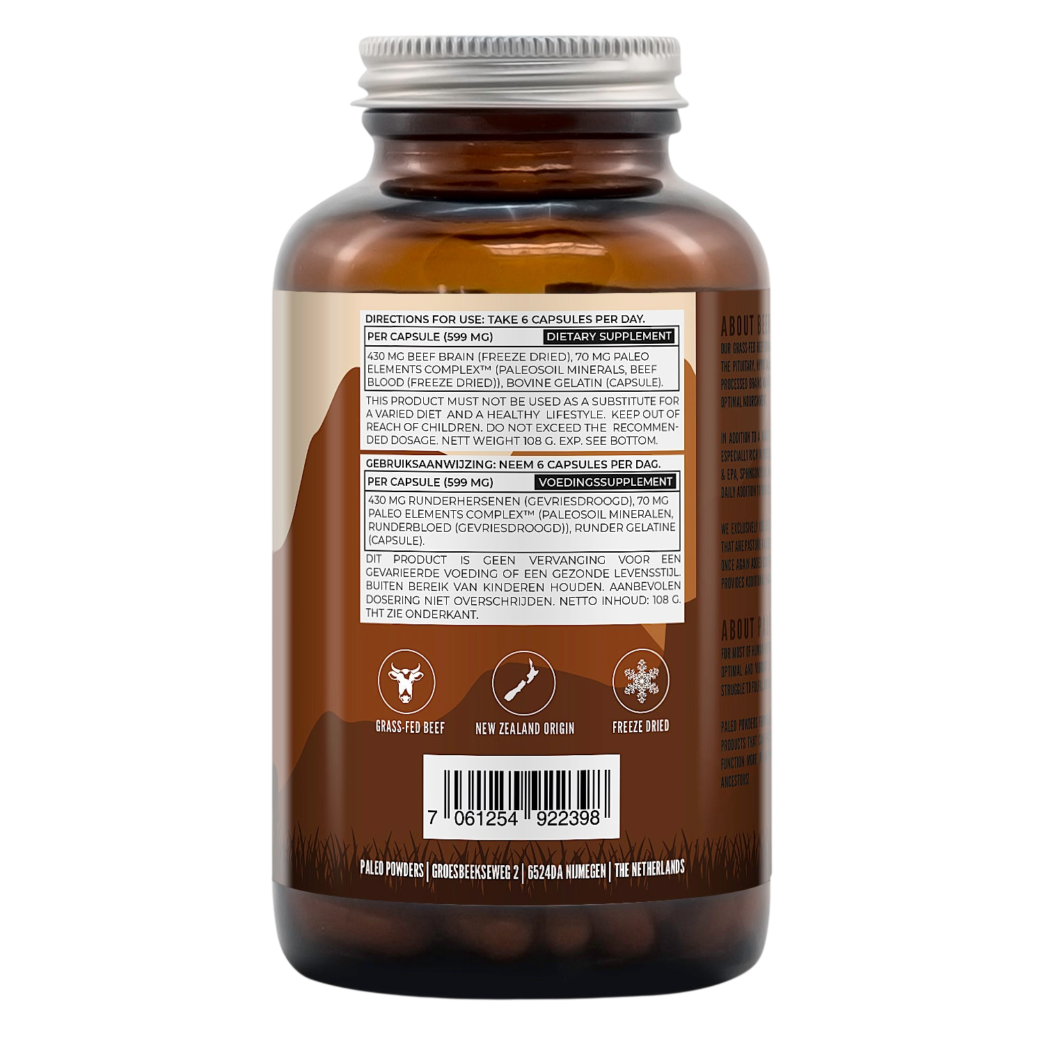 Runder Hersenen - Grasgevoerd - 180 capsules - Paleo Powders
