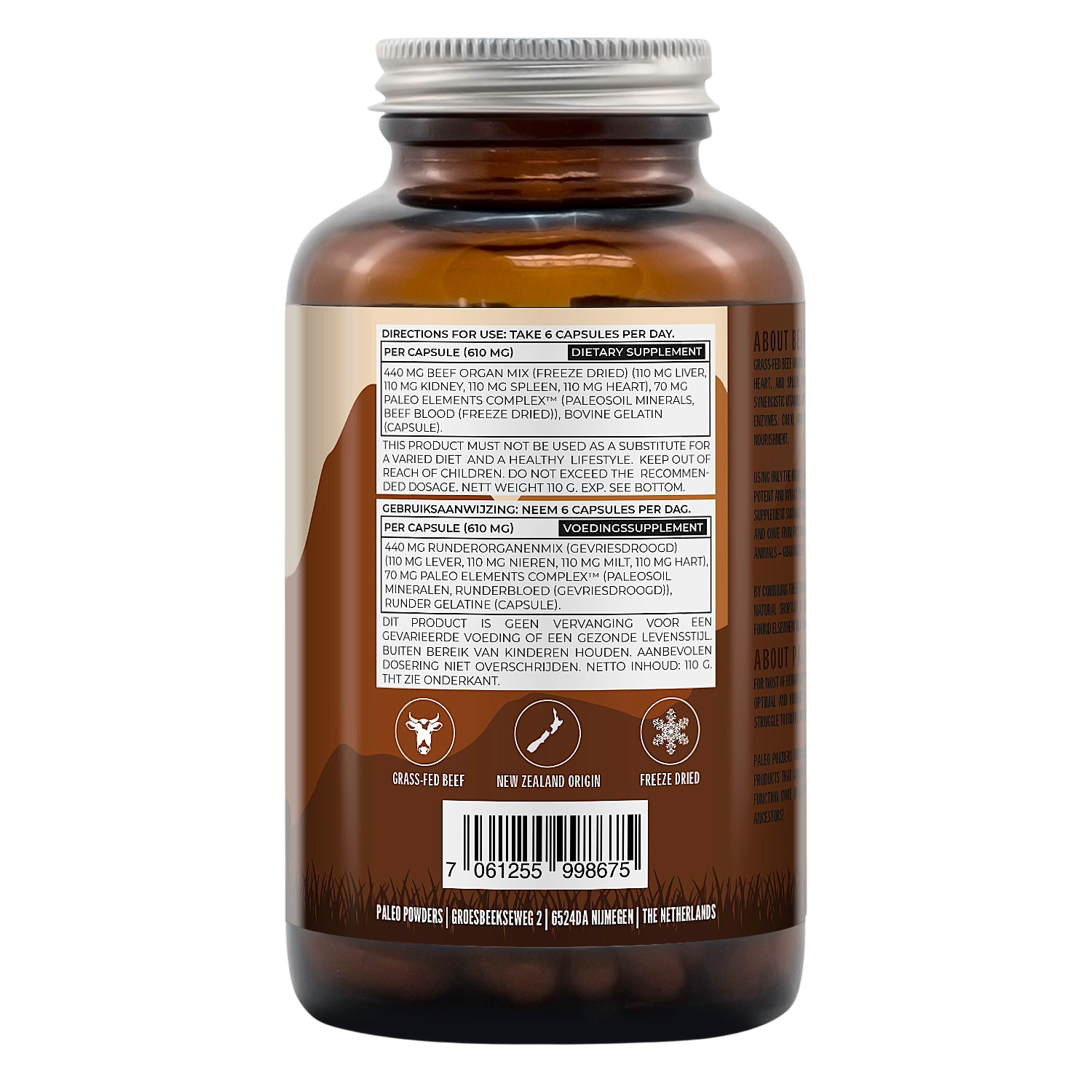 Runder Orgaan Mix - Grasgevoerd - 180 capsules - Paleo Powders