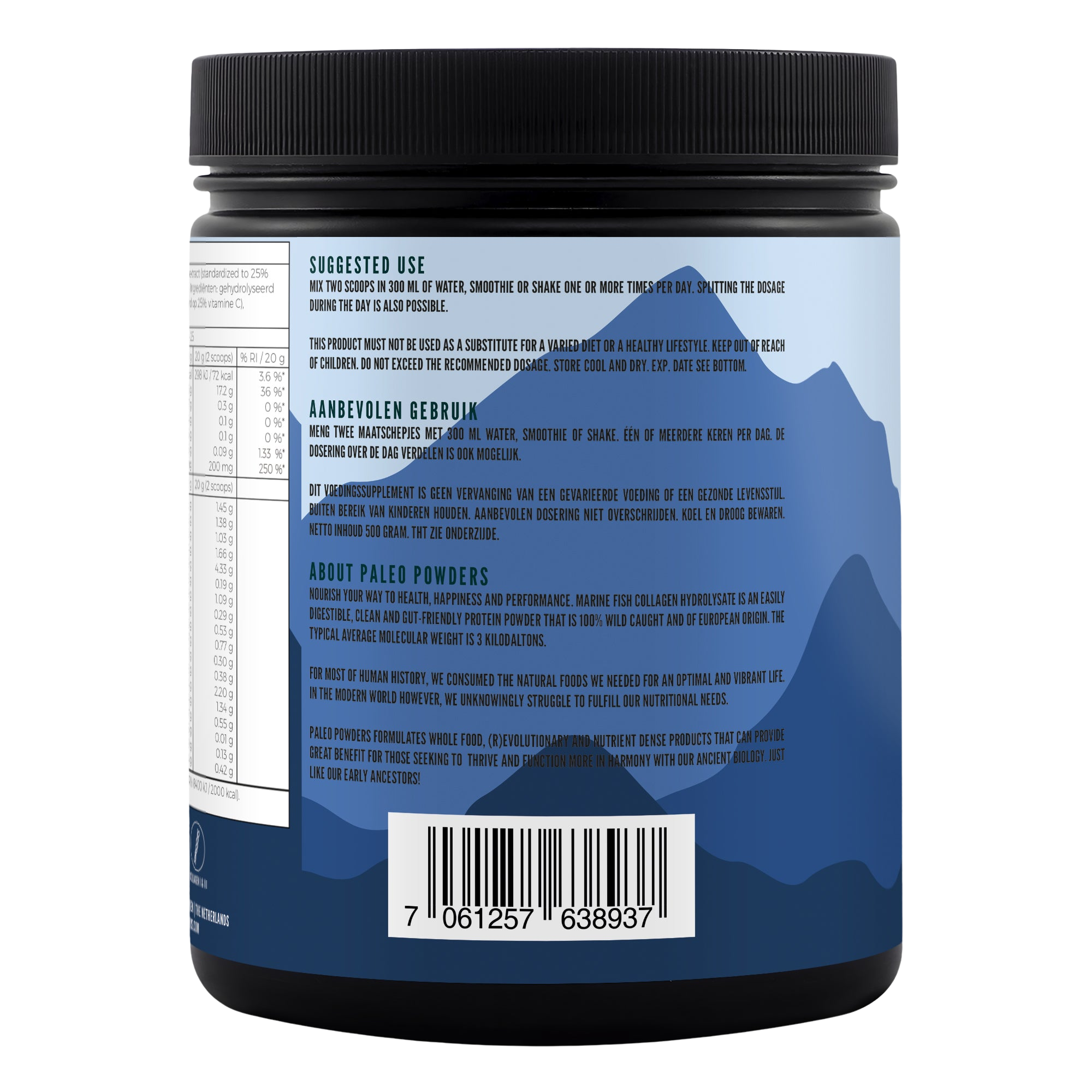 Collageen Hydrolysaat - Wild Gevangen Vis - Aardbei - 500 gram - Paleo Powders