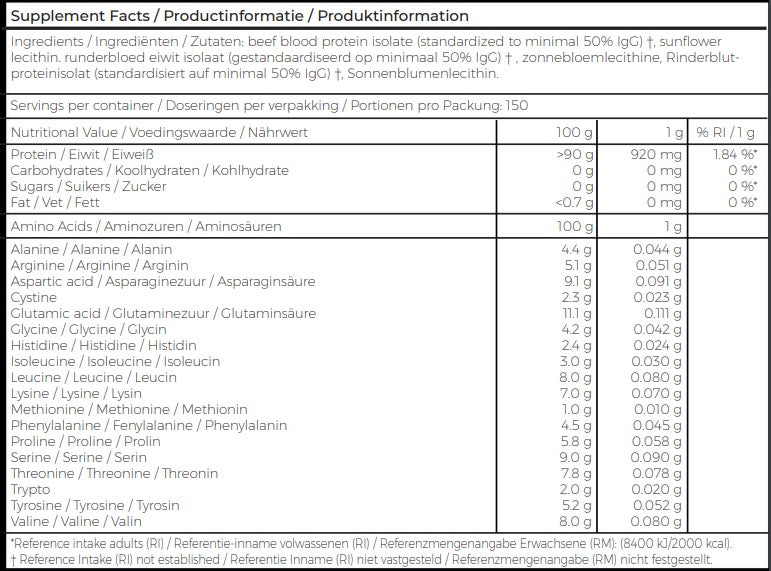 Runderbloed Eiwit Isolaat - Grasgevoerde Runderen - 150 gram - Paleo Powders