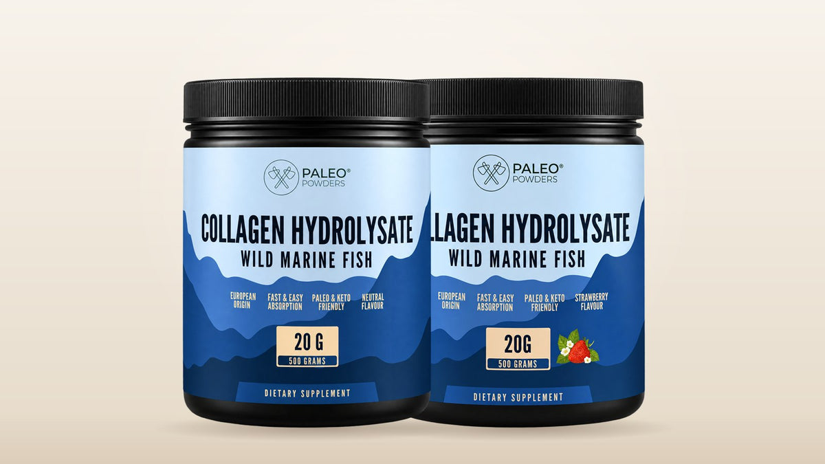 Viscollageen hydrolysaat naturel en aardbei van Paleo Powders