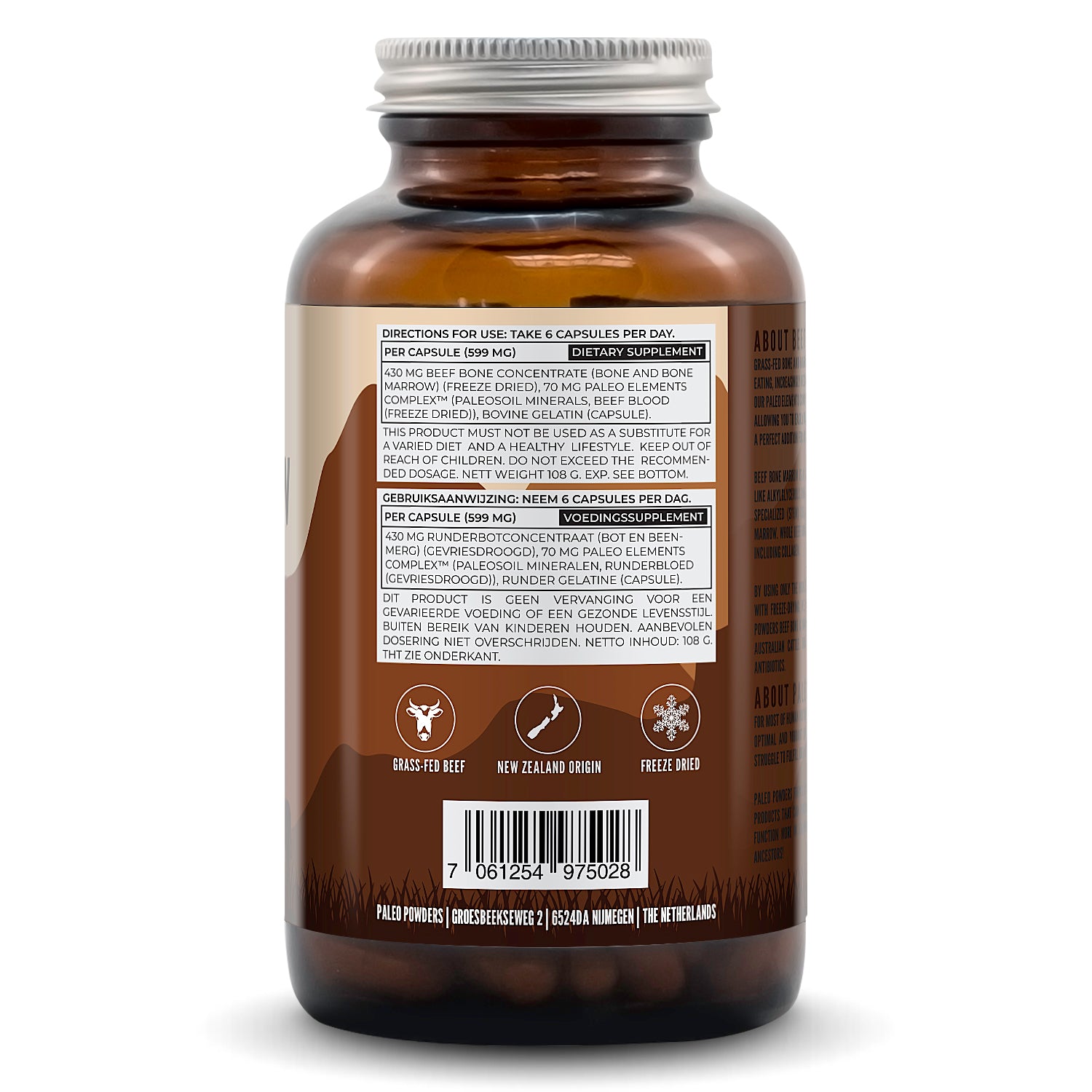 Runder Beenmerg - Grasgevoerd - 180 capsules - Paleo Powders