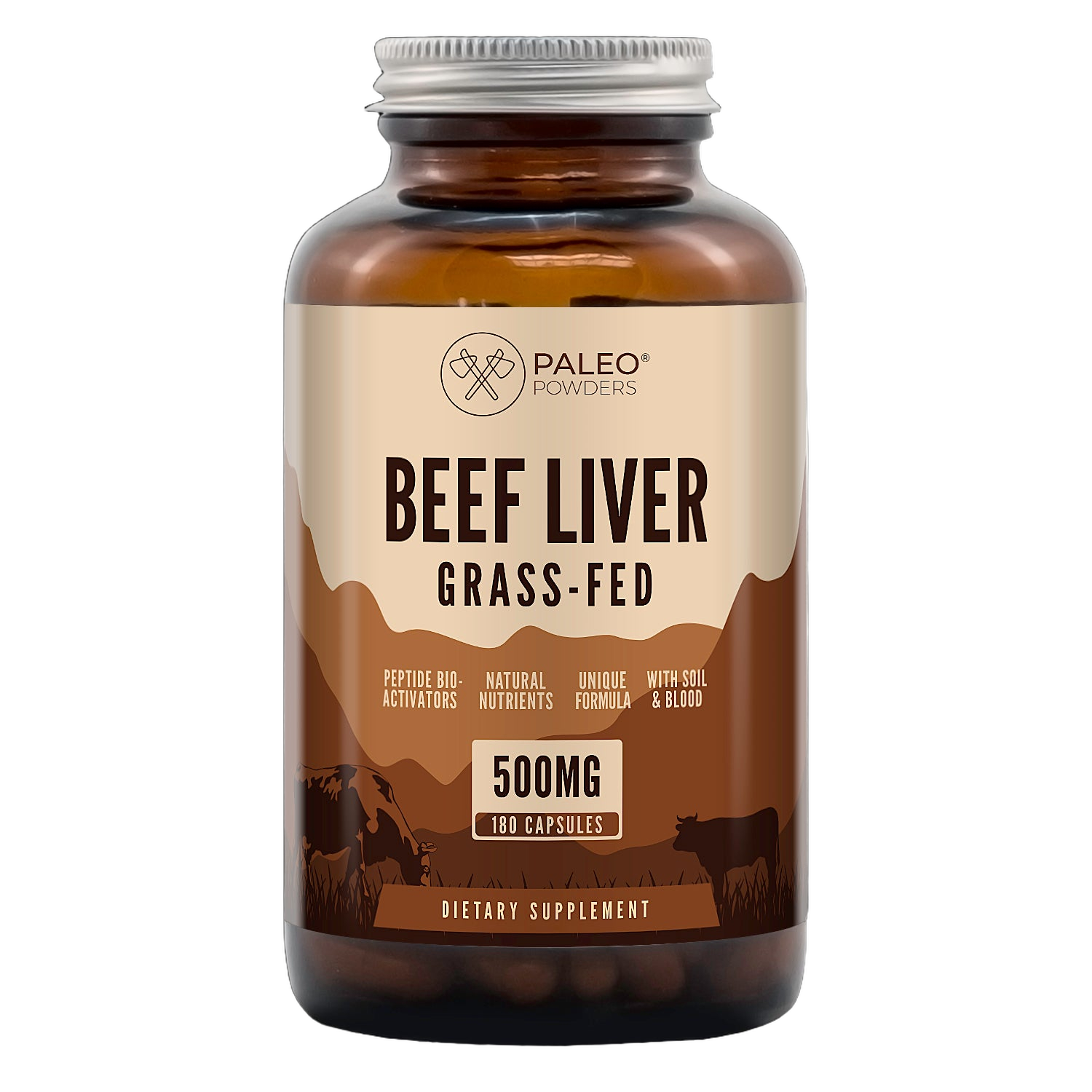 Paleo Powders runderlever grasgevoerd 180 capsules