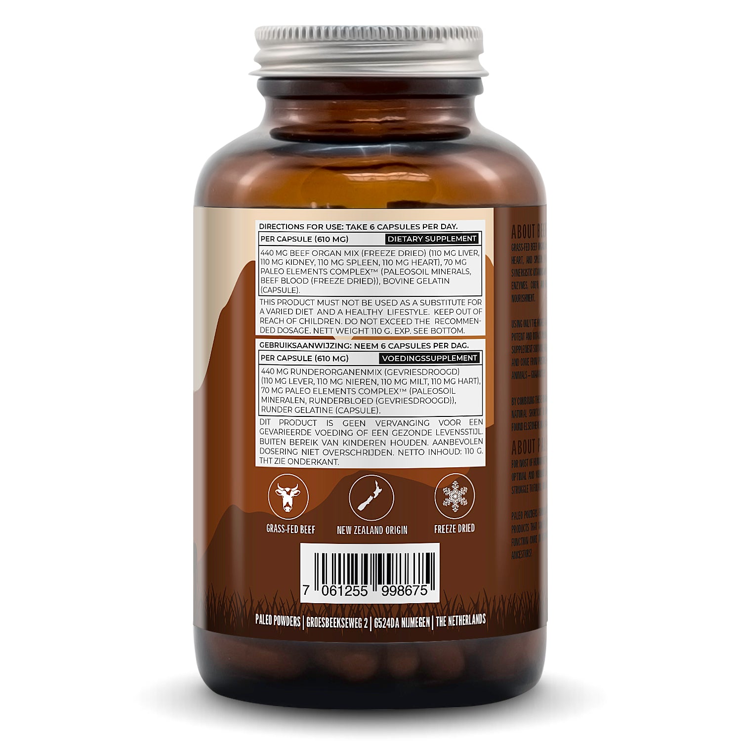 Runder Orgaan Mix - Grasgevoerd - 180 capsules - Paleo Powders