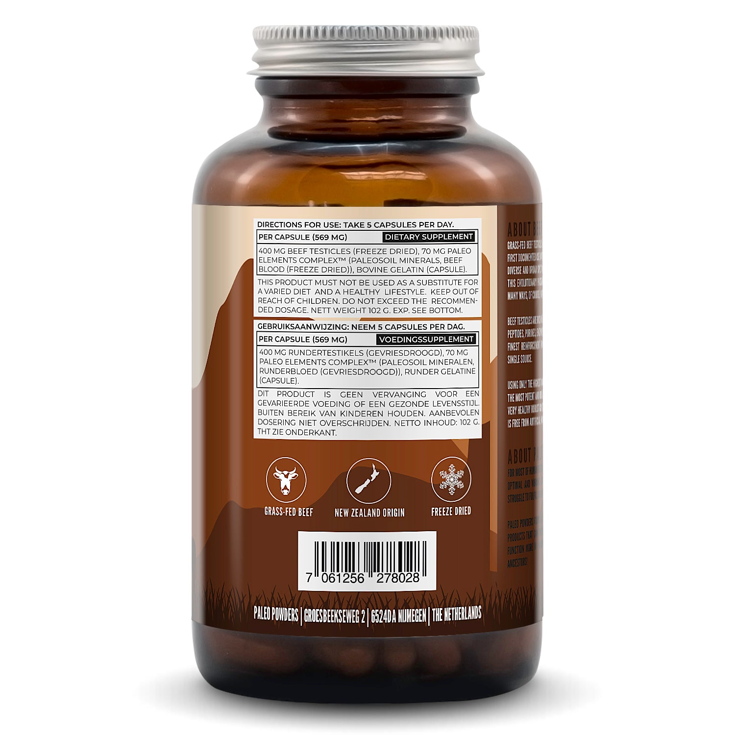 Runder Testikels - Grasgevoerd - 180 capsules - Paleo Powders