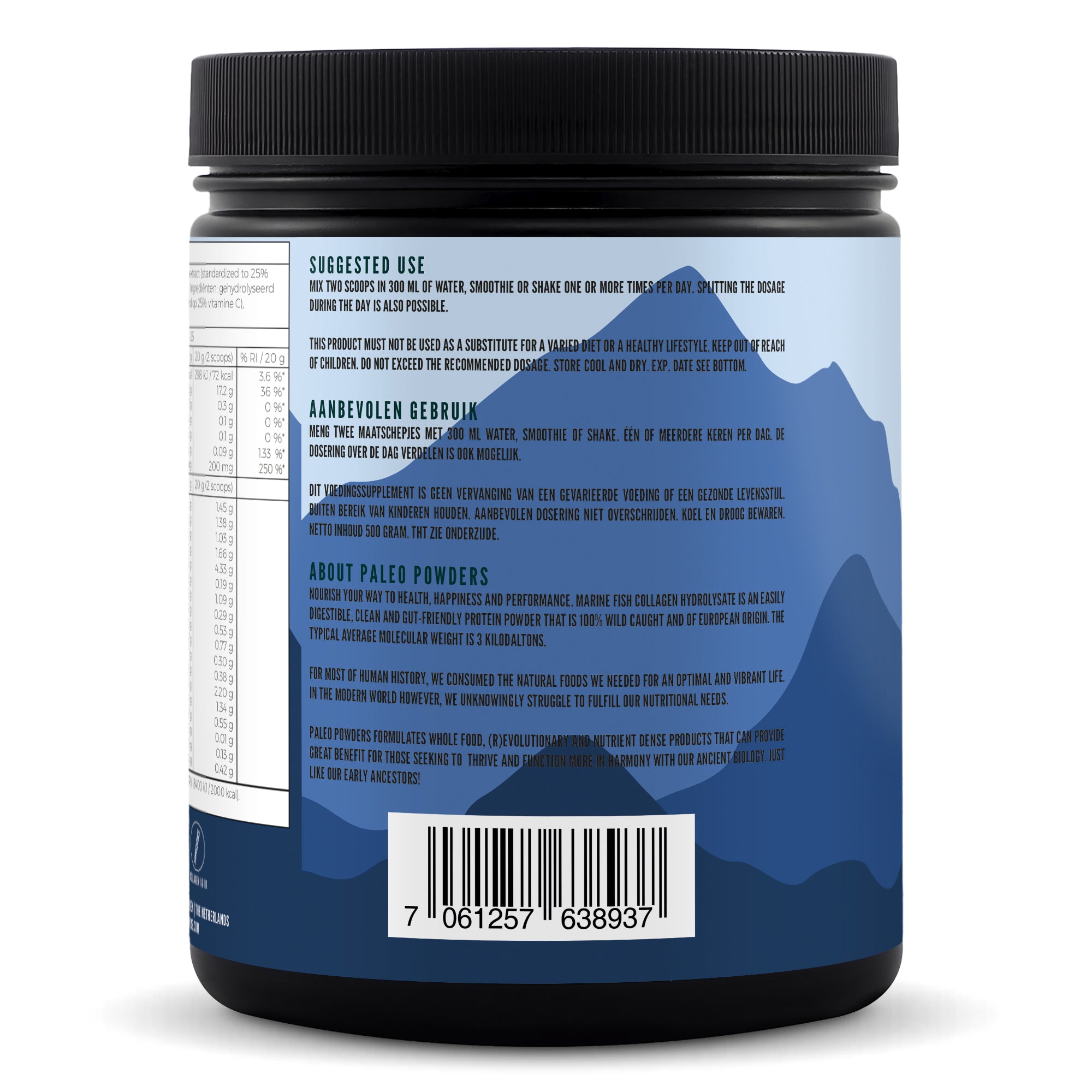 Collageen Hydrolysaat - Wild Gevangen Vis - Aardbei - 500 gram - Paleo Powders