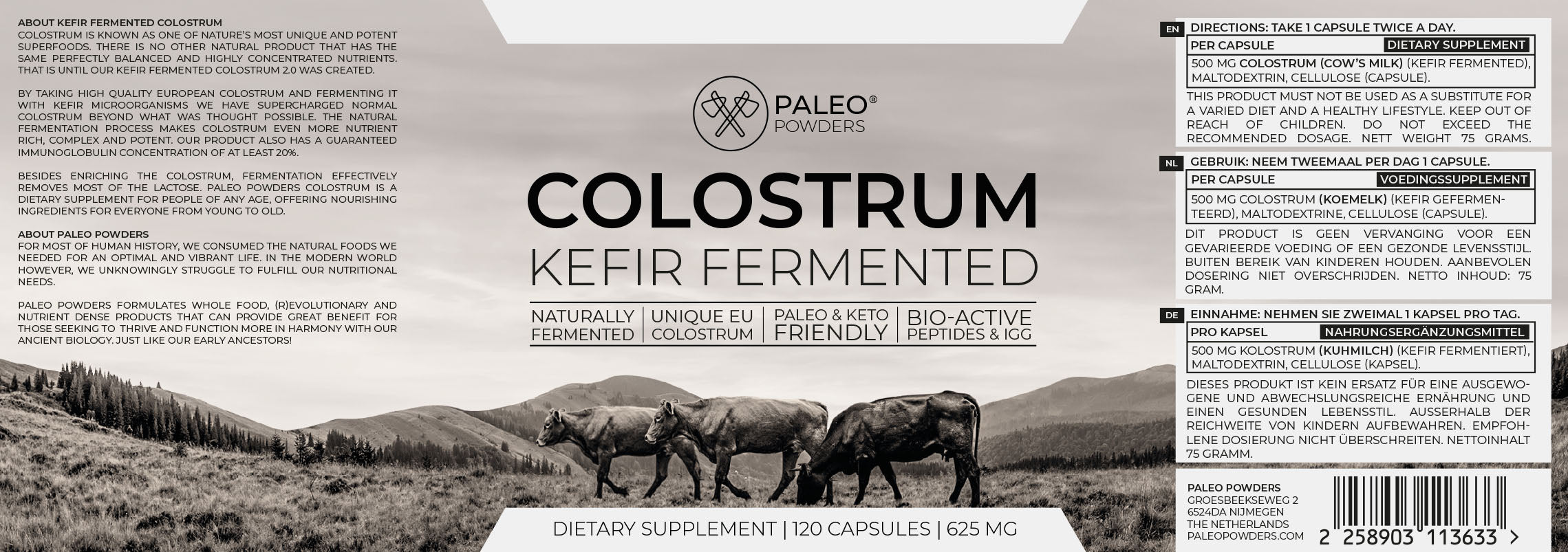 Colostrum - Kefir Gefermenteerd - 120 capsules - Paleo Powders