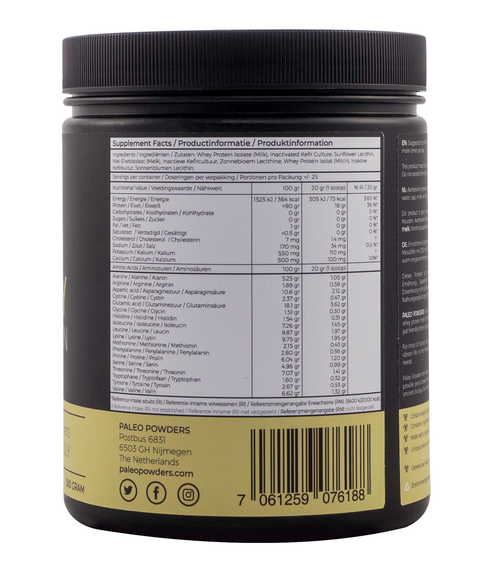 Kefir Whey - Gefermenteerd Eiwitpoeder - 500 gram - Paleo Powders