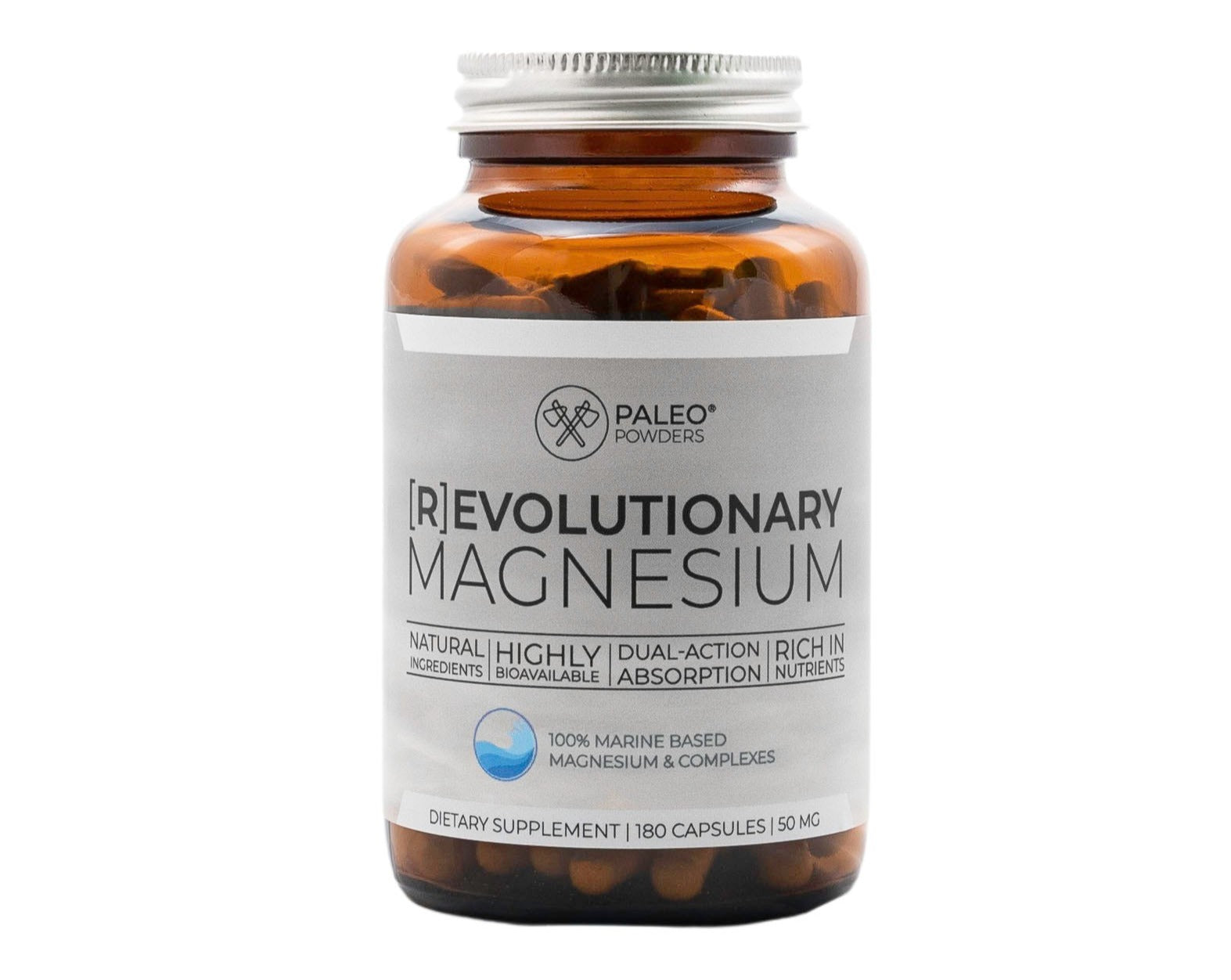 Magnesium - 100% Natuurlijk - 180 capsules - Paleo Powders