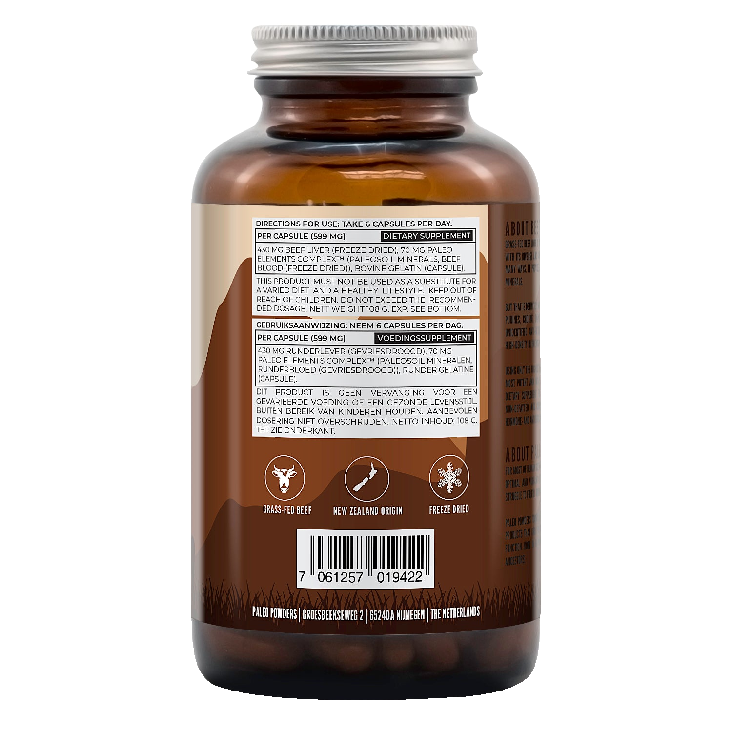 Runderlever capsules van grasgevoerde runderen