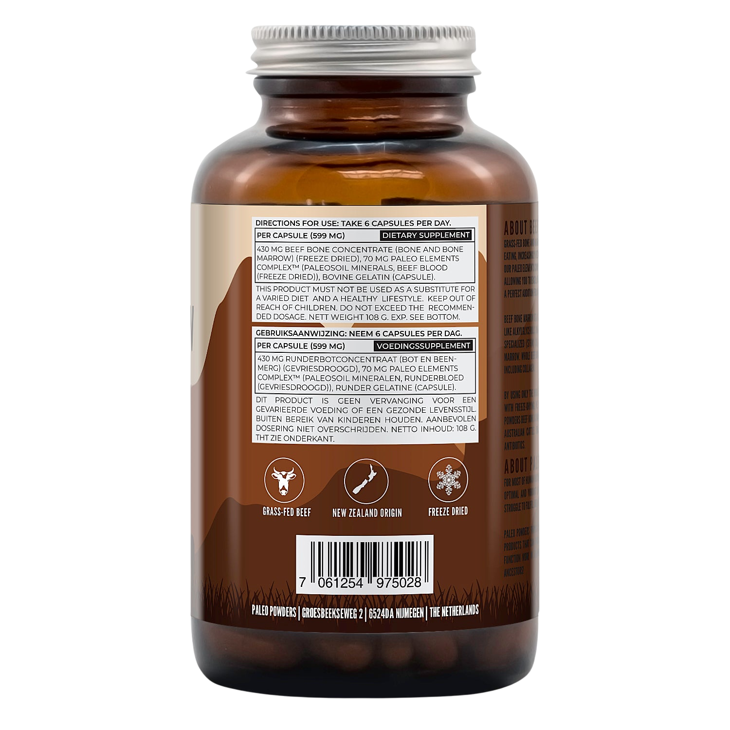 Runder Beenmerg - Grasgevoerd - 180 capsules - Paleo Powders