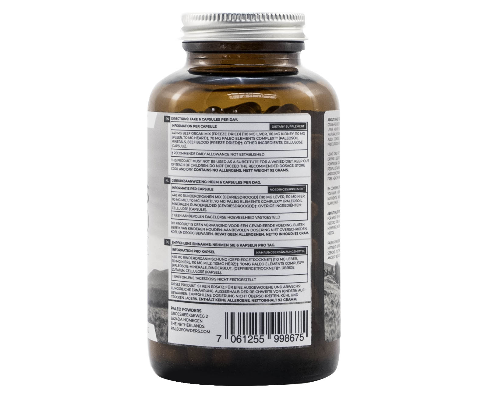 Runder Orgaan Mix - Grasgevoerd - 180 capsules - Paleo Powders