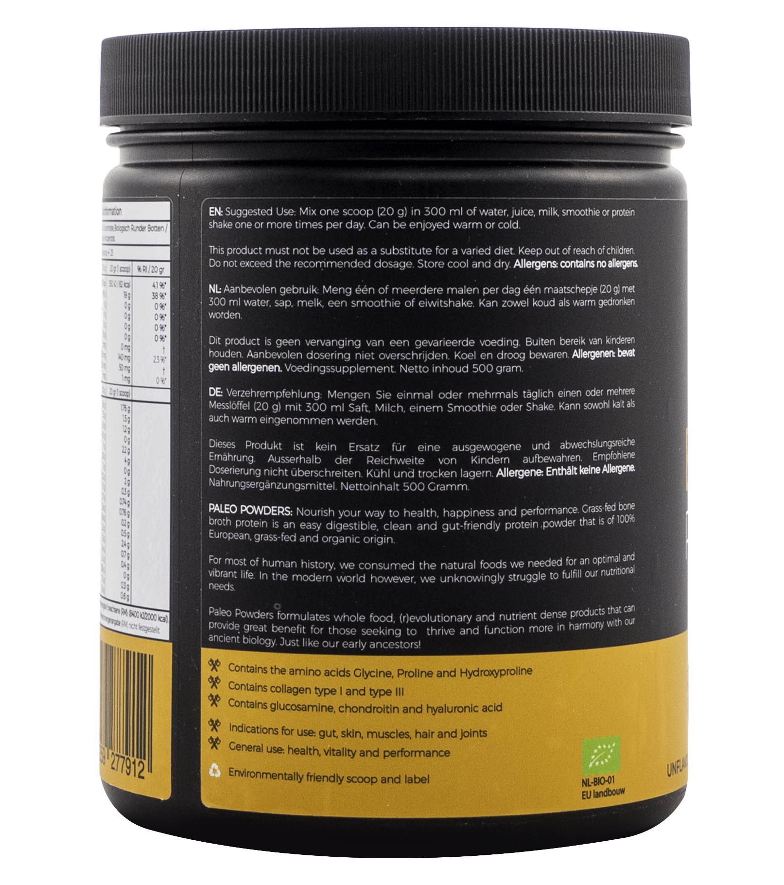 Bottenbouillon - Bone Broth - Grasgevoerde runderen - 500 gram - Paleo Powders