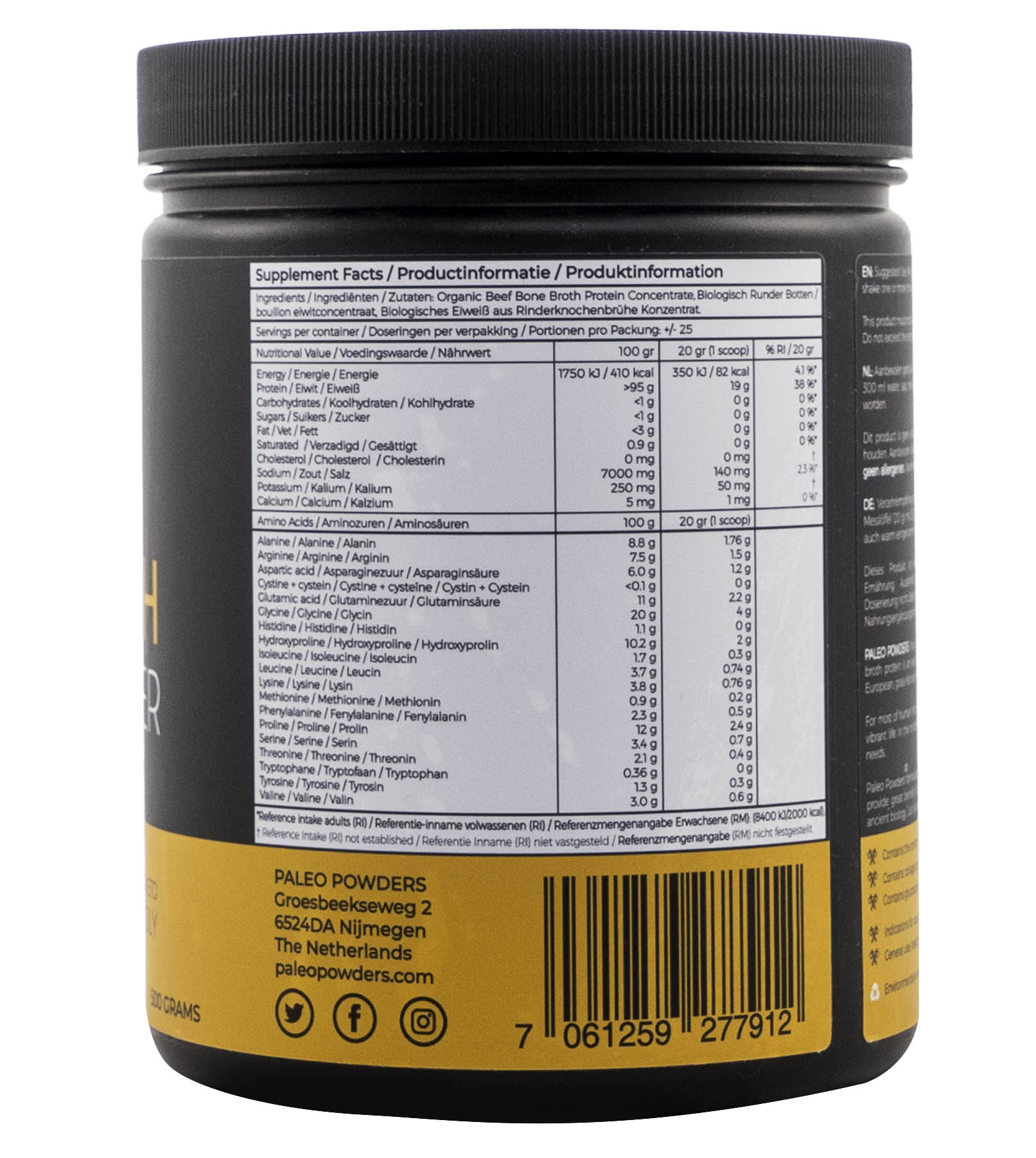 Bottenbouillon - Bone Broth - Grasgevoerde runderen - 500 gram - Paleo Powders