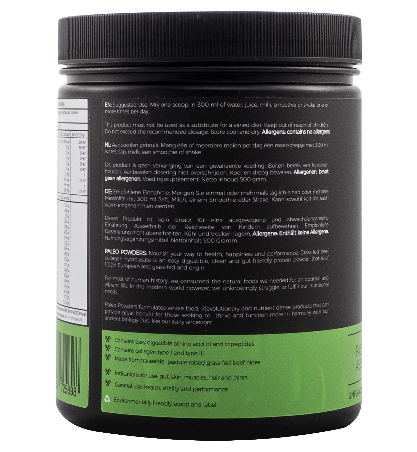 Collageen Hydrolysaat - Grasgevoerde runderen - 500 gram - Paleo Powders